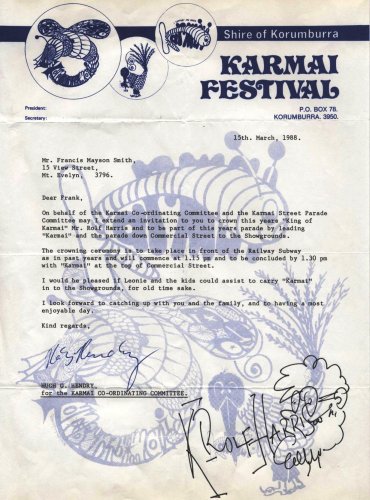 King Rolf Harris invitation