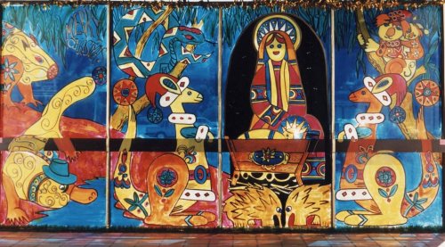 Christmas Theme using Australian Animals on Glass